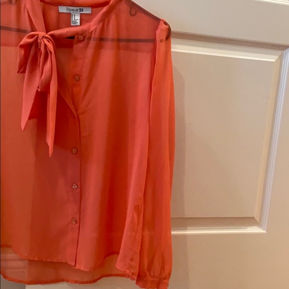 Forever 21 long sleeve sheer pink blouse - Picture 4 of 4